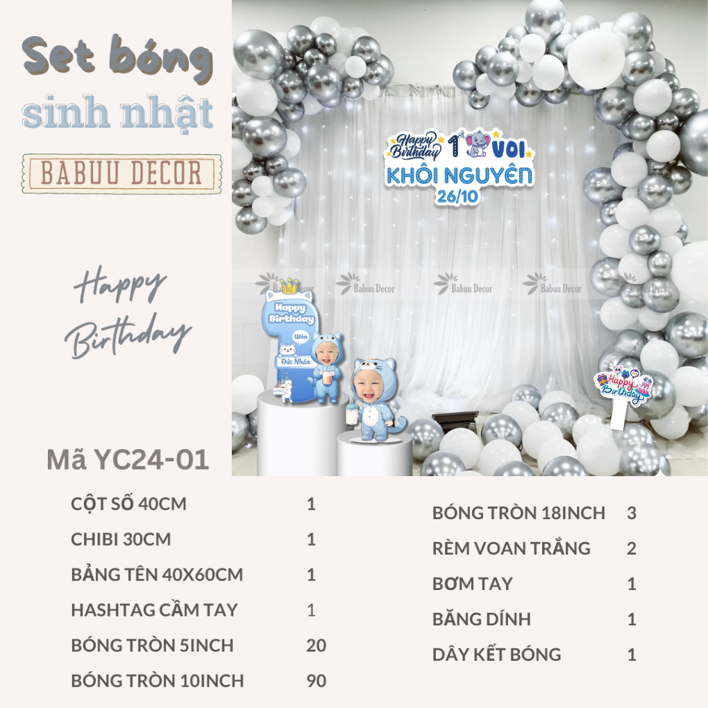 Combo bóng bay sinh nhật tại nhà yc24 01