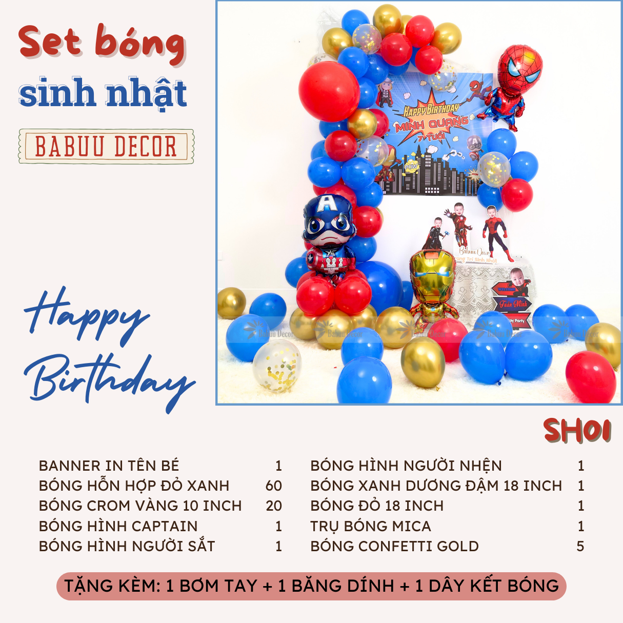 Backdrop sinh nhật siêu anh hùng SH01