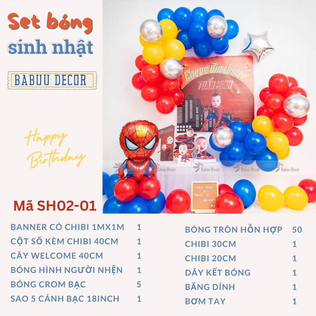 Trang trí sinh nhật chủ đề siêu anh hùng SH02 01 CT