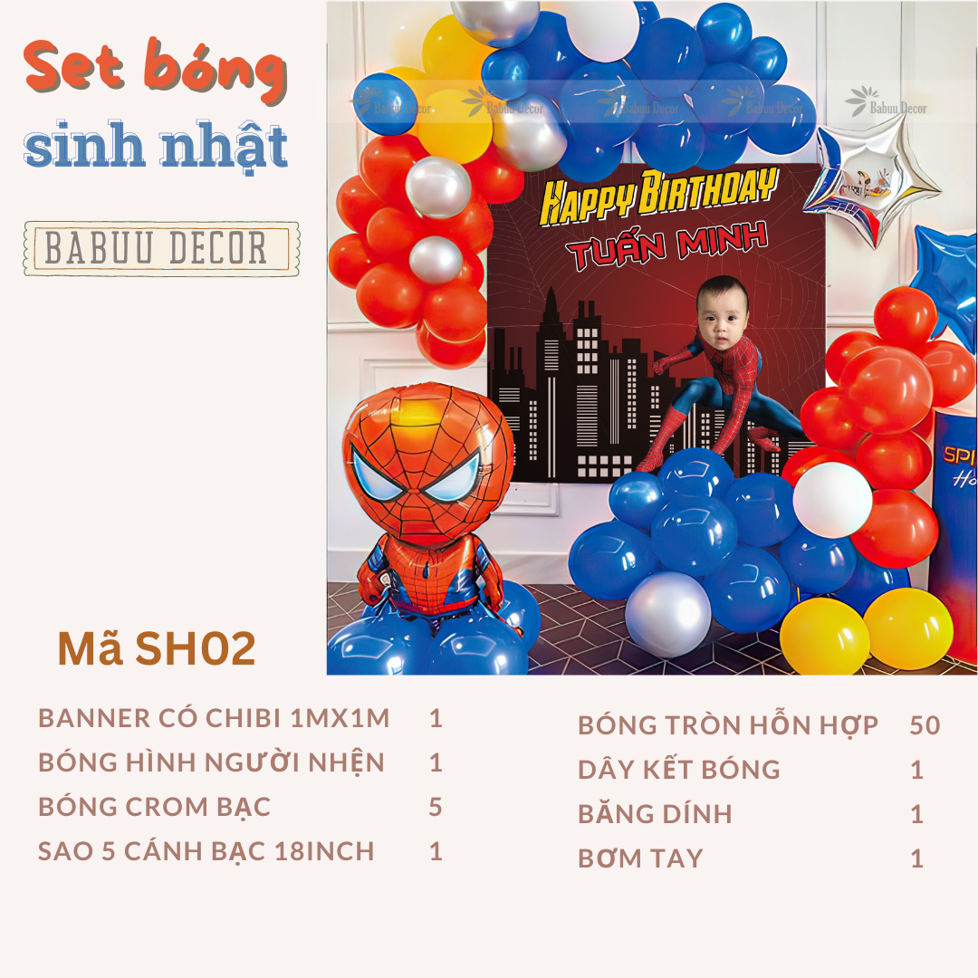 Set bóng sinh nhật siêu anh hùng SH02 CT