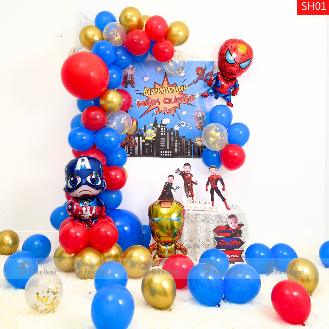Set bóng sinh nhật bé trai chủ đề siêu anh hùng