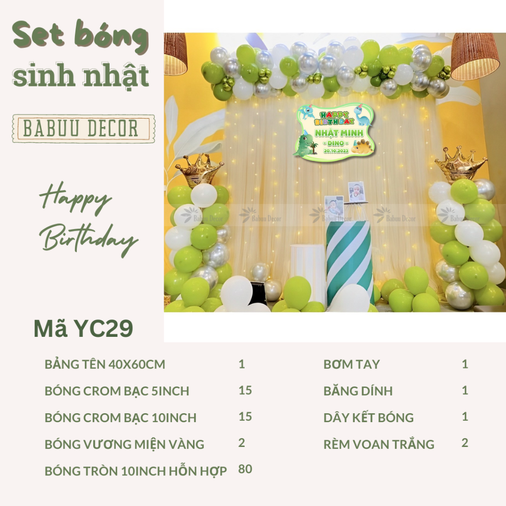 Phụ kiện sinh nhật tại nhà đẹp yc29