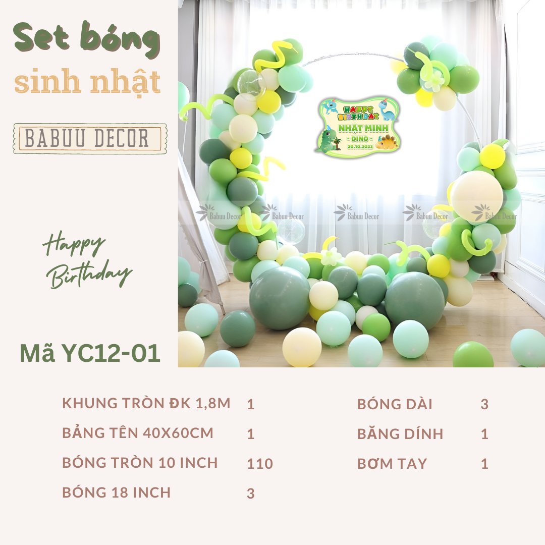 Set bóng sinh nhật màu pastel dễ thương YC12 01 CT