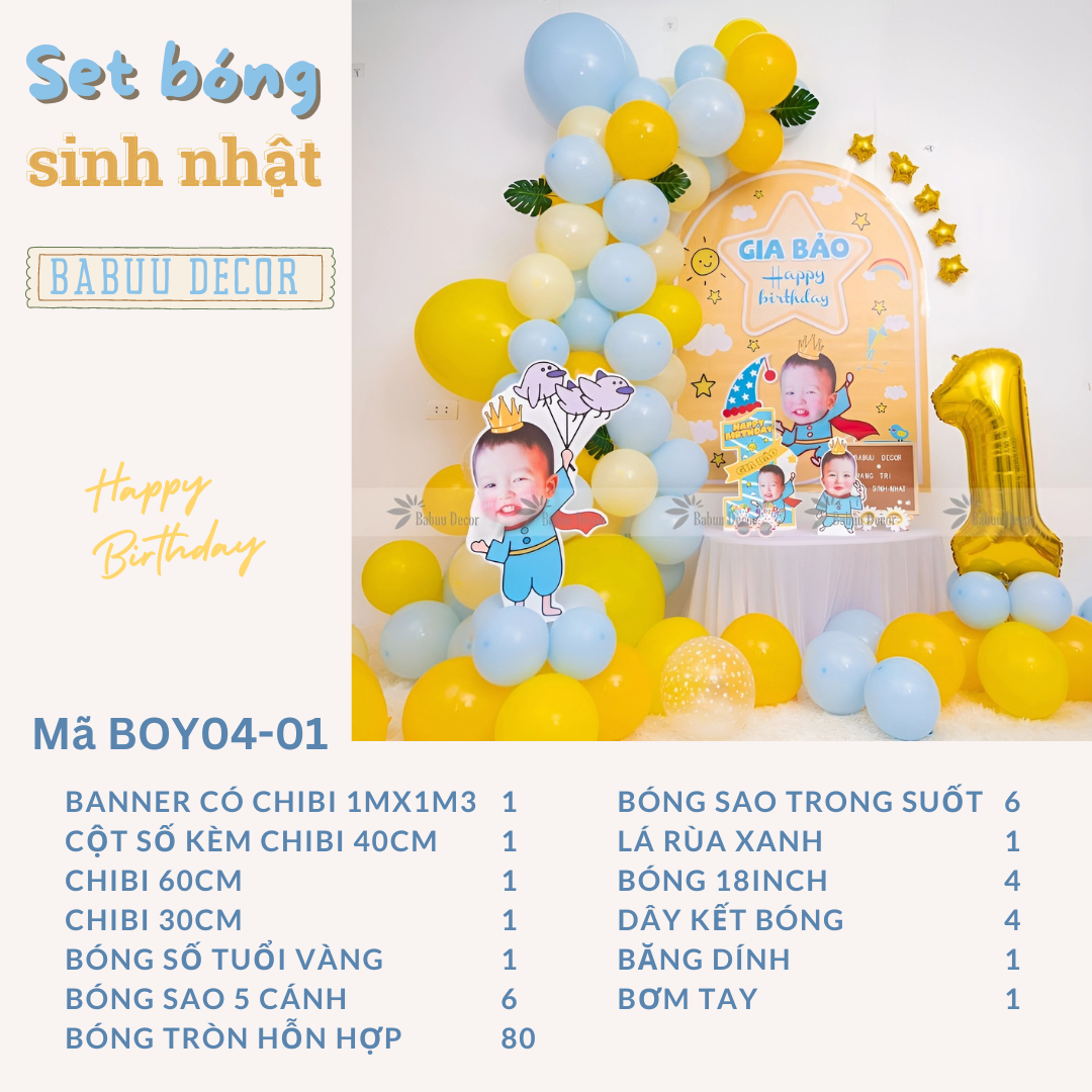 Ý tưởng trang trí sinh nhật bé trai BOY04 01 CT
