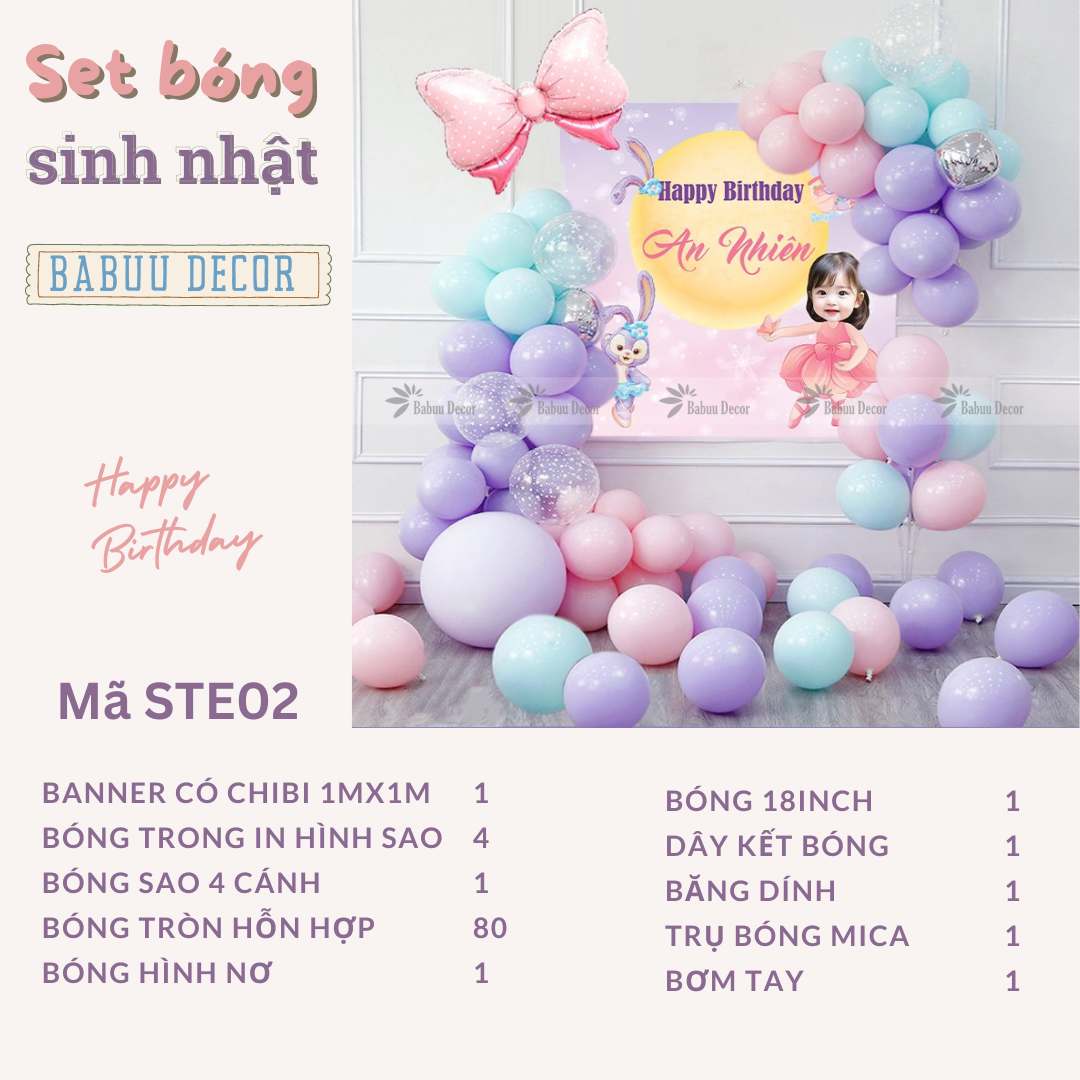 Backdrop sinh nhật công chúa STE02 CT