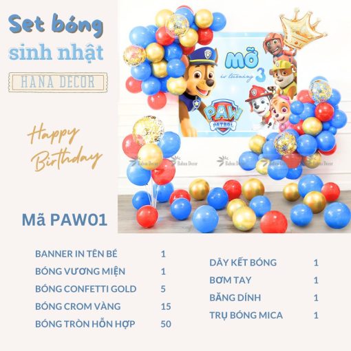 Mẫu trang trí sinh nhật chó cứu hộ đẹp PAW01