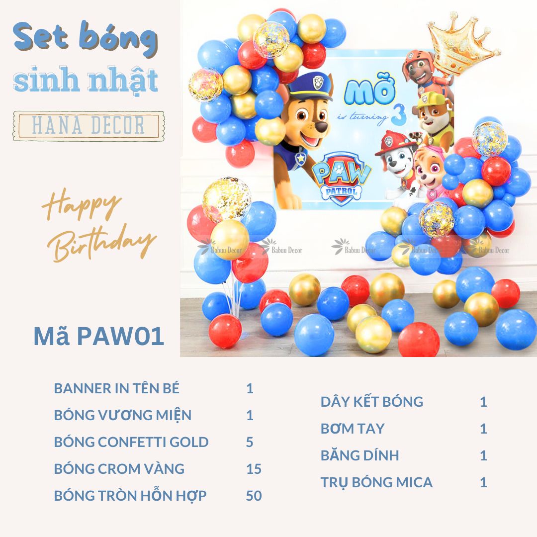 Mẫu trang trí sinh nhật chó cứu hộ đẹp PAW01 Mẫu trang trí sinh nhật chó cứu hộ đẹp PAW01