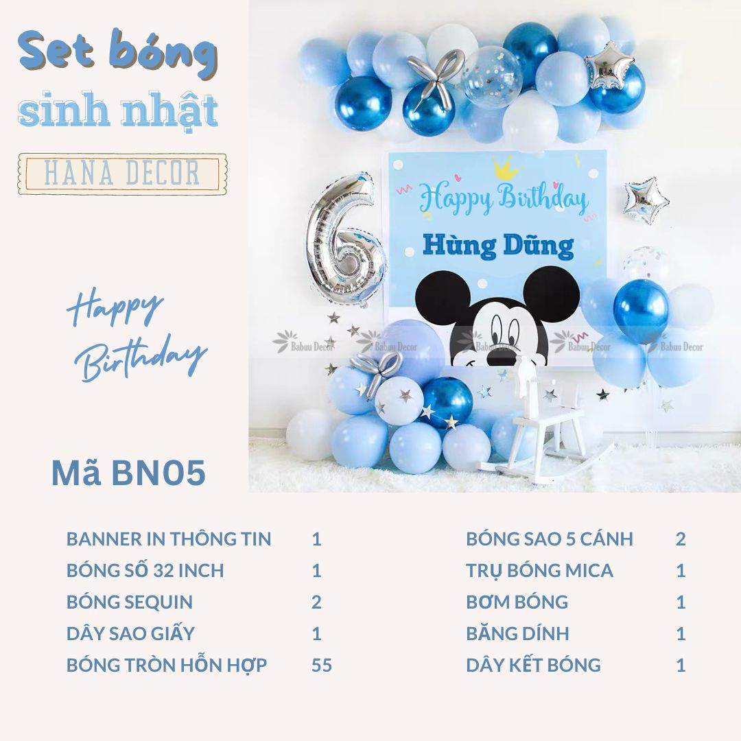 Set bóng trang trí sinh nhật bé trai BN05