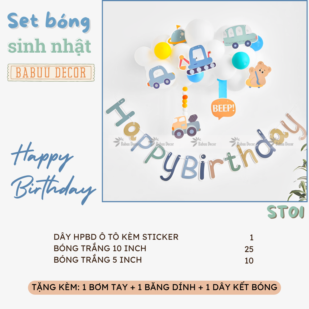 Set trang trí sinh nhật đơn giản tại nhà ST01