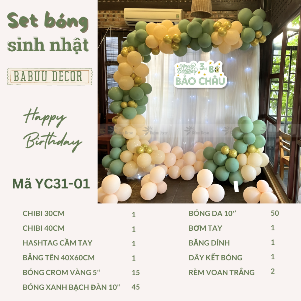 Trang trí sinh nhật tại phòng khách YC31