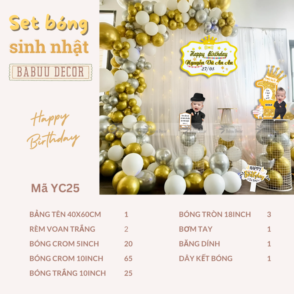 Trang trí sinh nhật đơn giản mà đẹp yc25-01