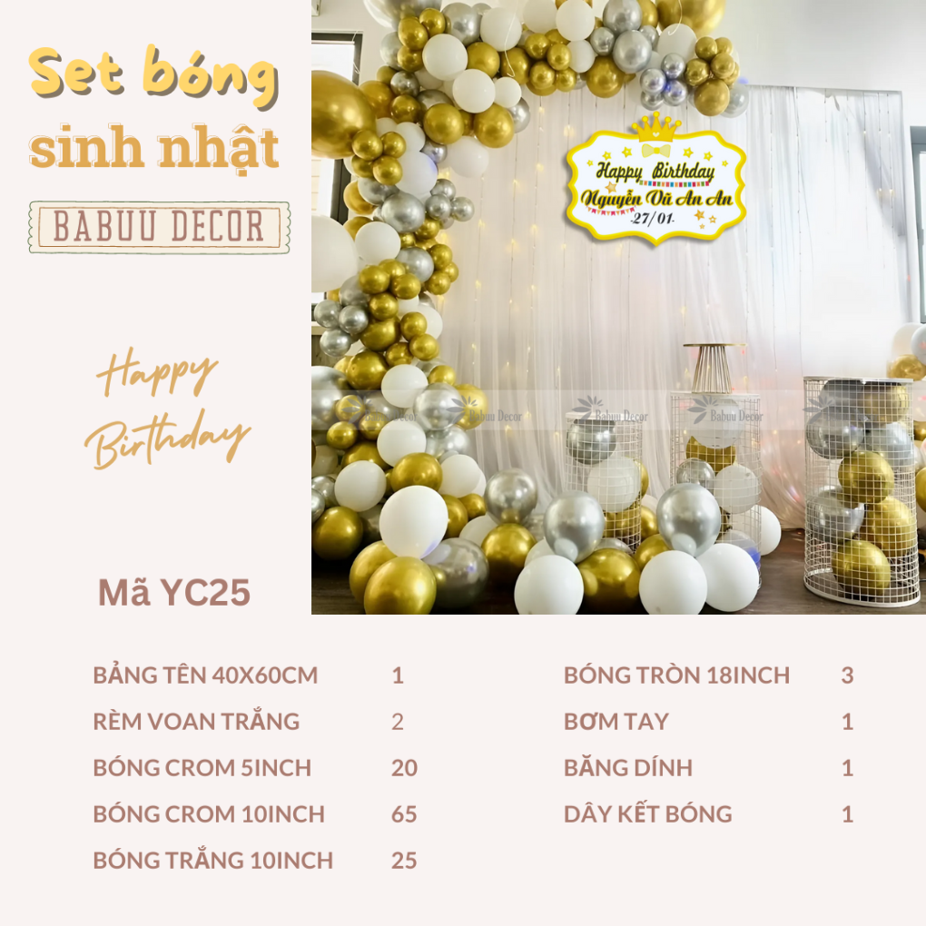 Trang trí sinh nhật đơn giản mà đẹp yc25