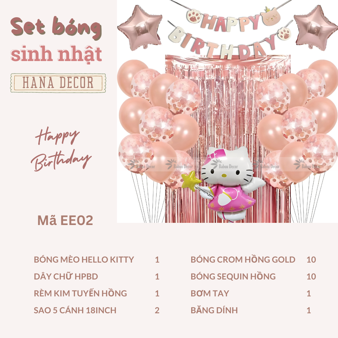 Trang trí sinh nhật tại nhà màu hồng EE02 02