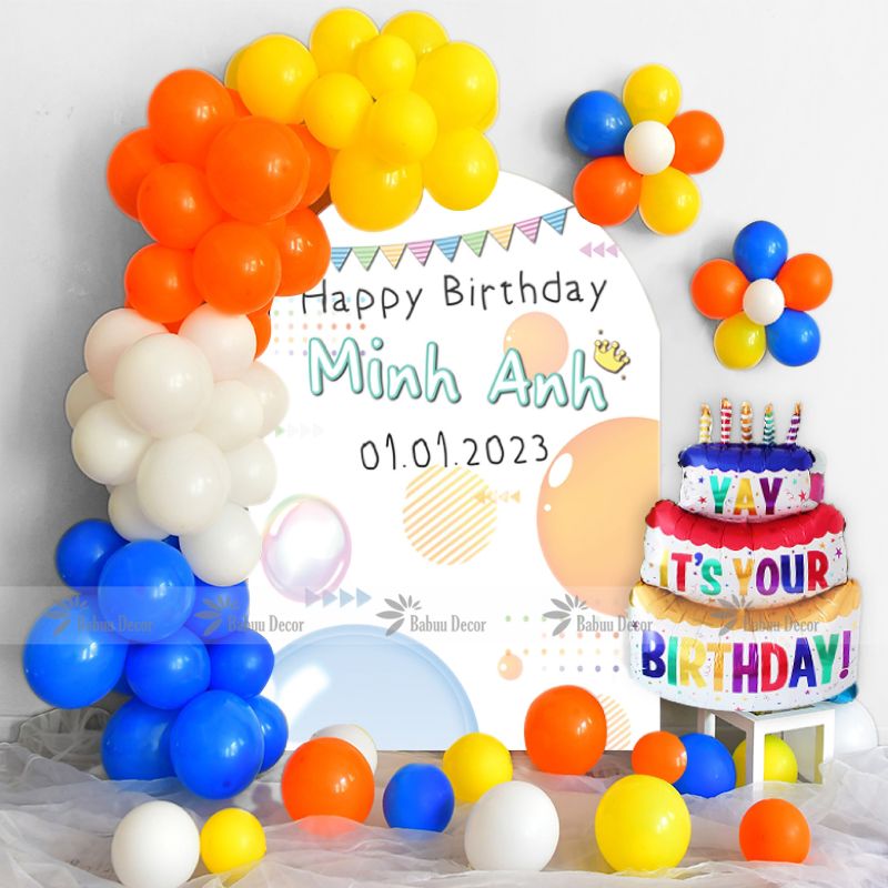 Set trang trí đầy tháng thôi nôi cho bé