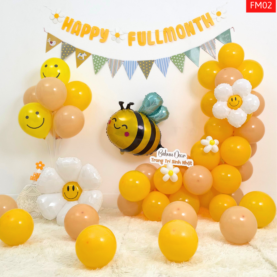 Backdrop trang trí đầy tháng cho bé FM02