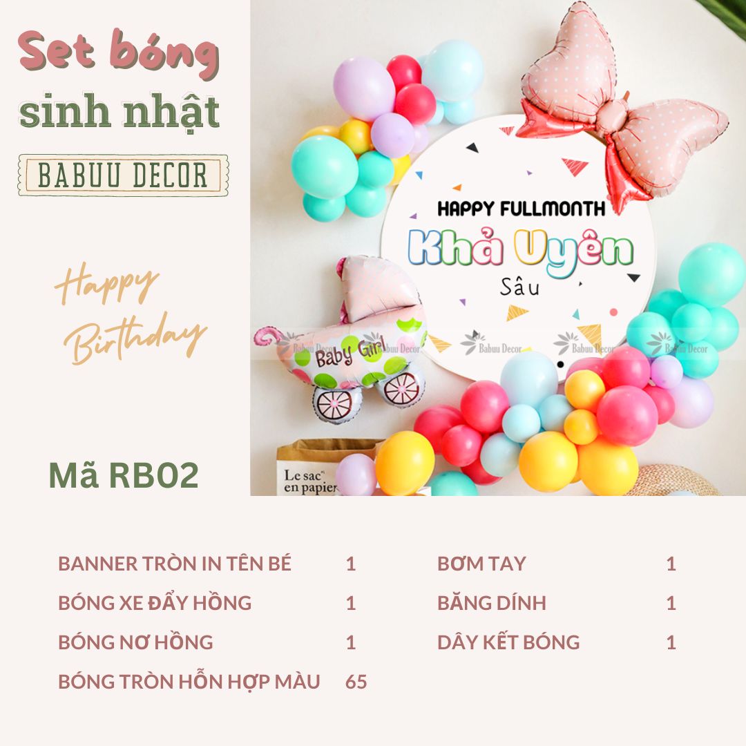 Đồ trang trí đầy tháng thôi nôi tại nhà RB02