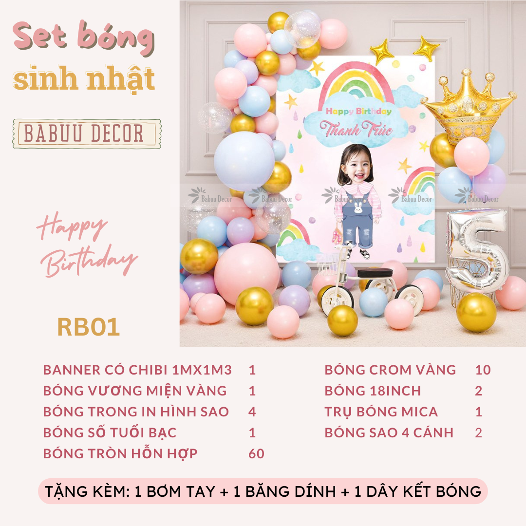 Trang trí sinh nhật bé gái đẹp RB01