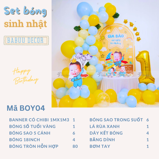 Trang trí sinh nhật bé trai đơn giản đẹp BOY04 CT
