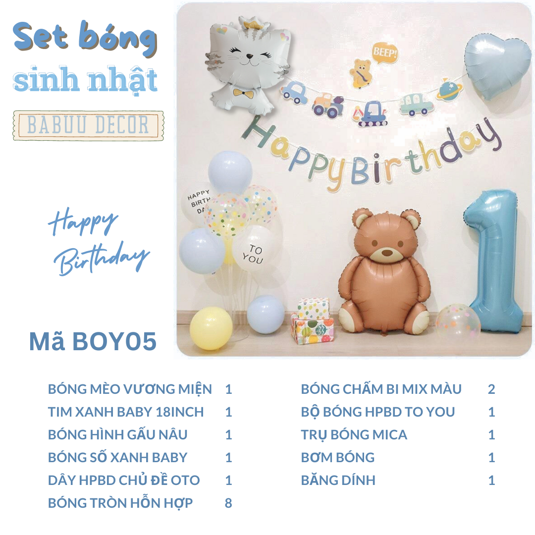 Trang trí bàn tiệc sinh nhật bé trai BOY05