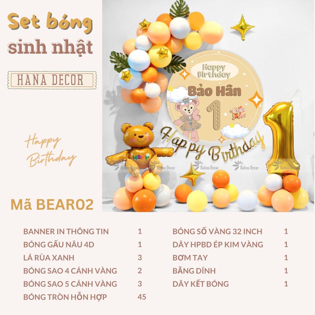 Set bóng sinh nhật gấu teddy BEAR02