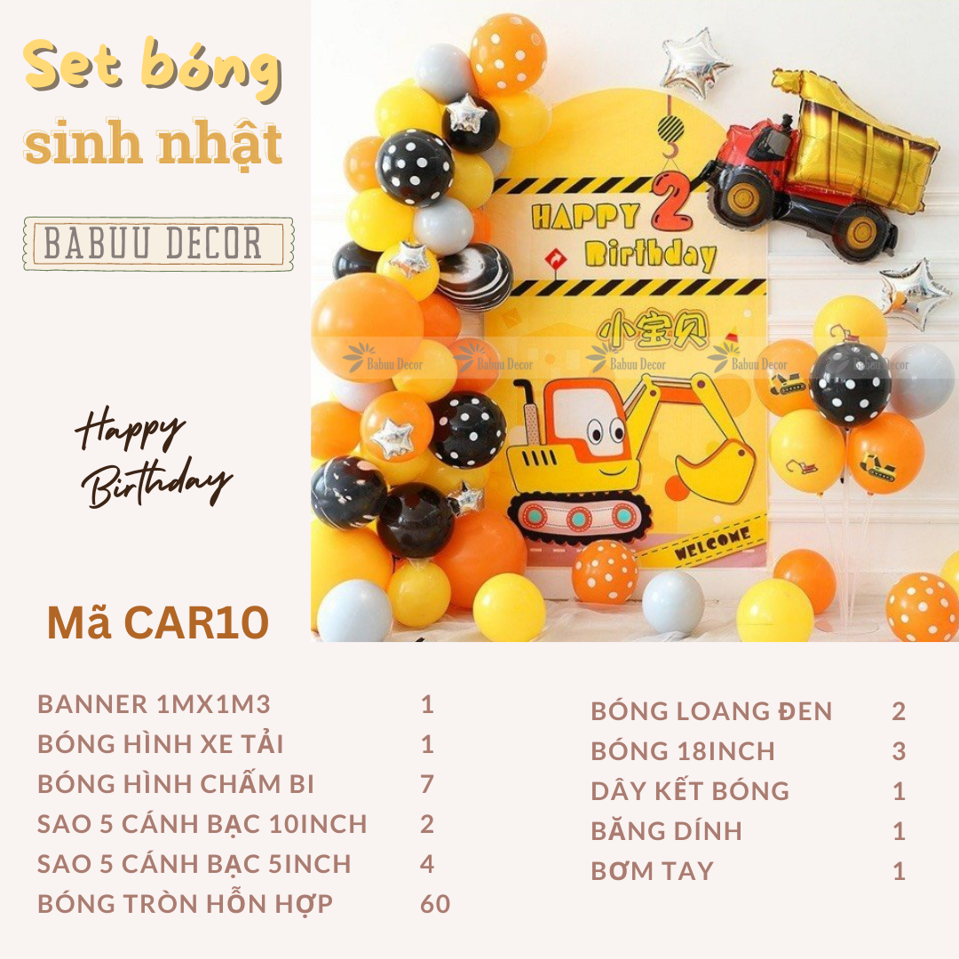 Set bóng sinh nhật xe cứu hỏa CAR10