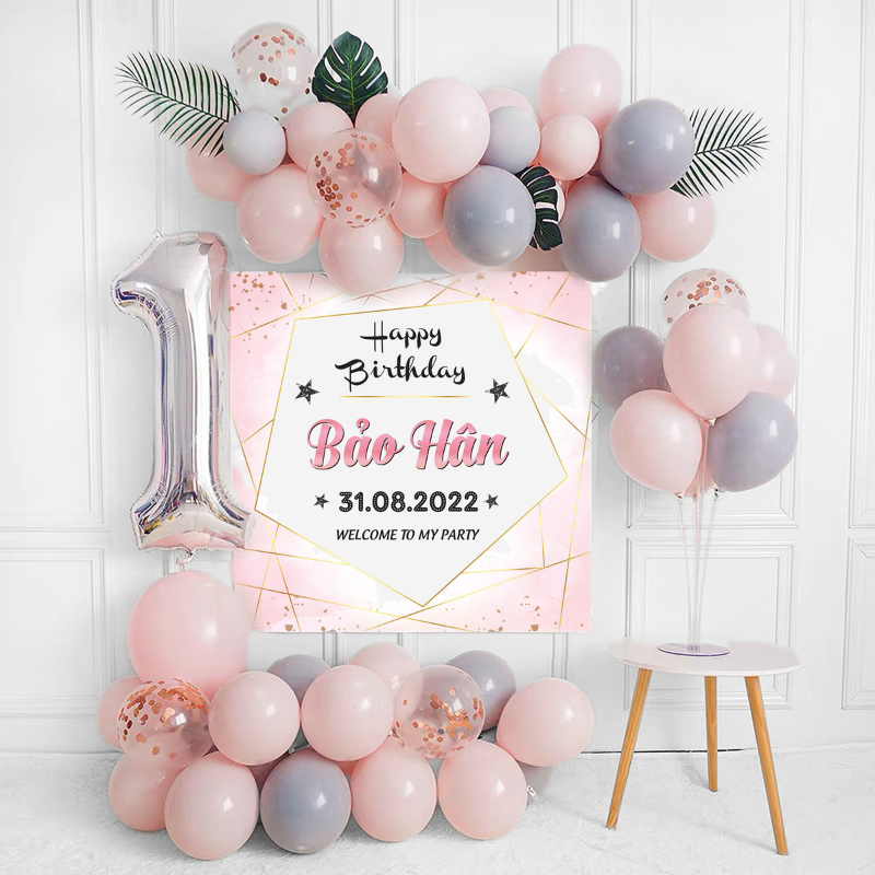 Set bóng sinh nhật màu hồng BN03