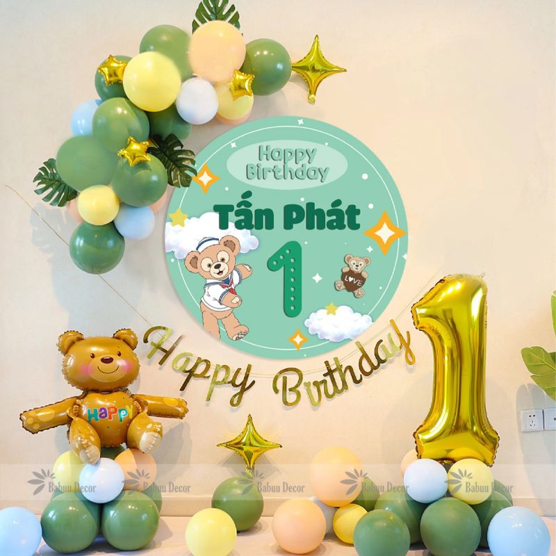 Set trang trí sinh nhật gấu Teddy dễ thương cho bé yêu