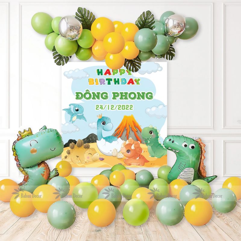 Bộ bóng sinh nhật khủng long dễ thương DINO05