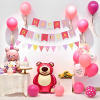 Set trang trí sinh nhật màu hồng cho bé gái AA03