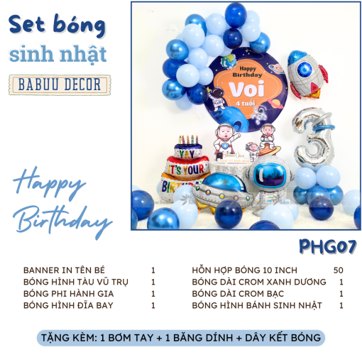 set bóng sinh nhật phi hành gia PGH07