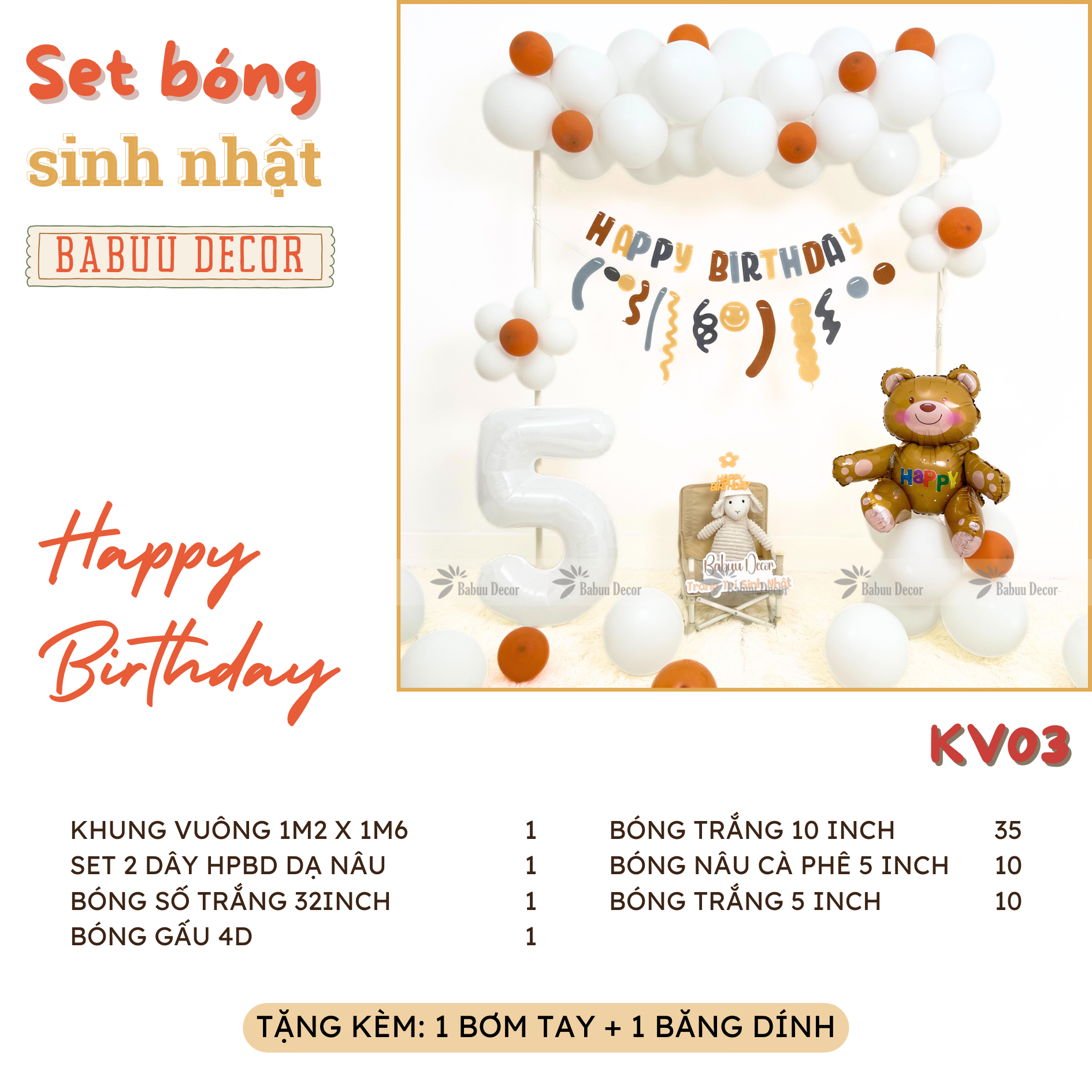 Trang trí sinh nhật tại nhà đơn giản KV03